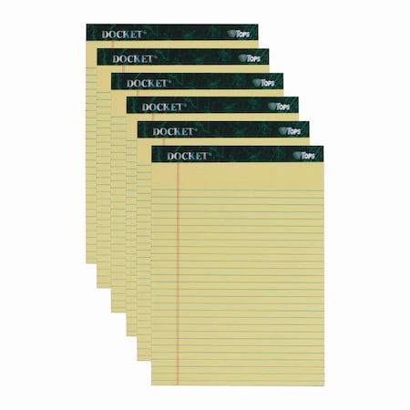 Tops 8.5 x 11.75" Canary Docket Pad, 50 Pg, Pk6 63406